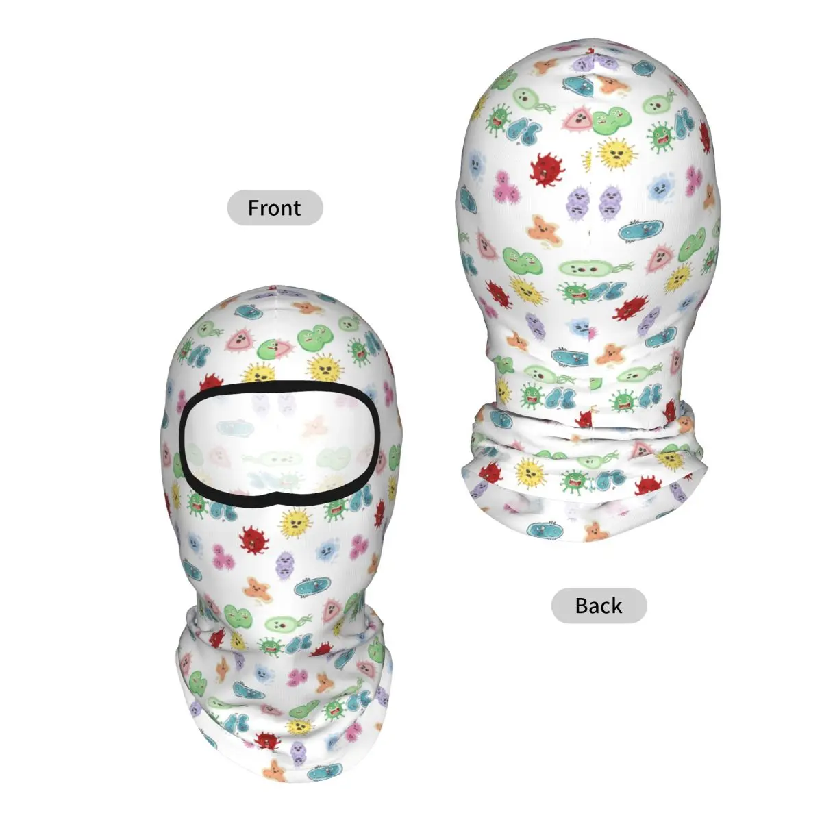 Cute Microbes Bacteria Virus Ecoli Micro Biology Breathable Thin Balaclava Full Face Mask Sun Protection Neck Gaiter For Fishing