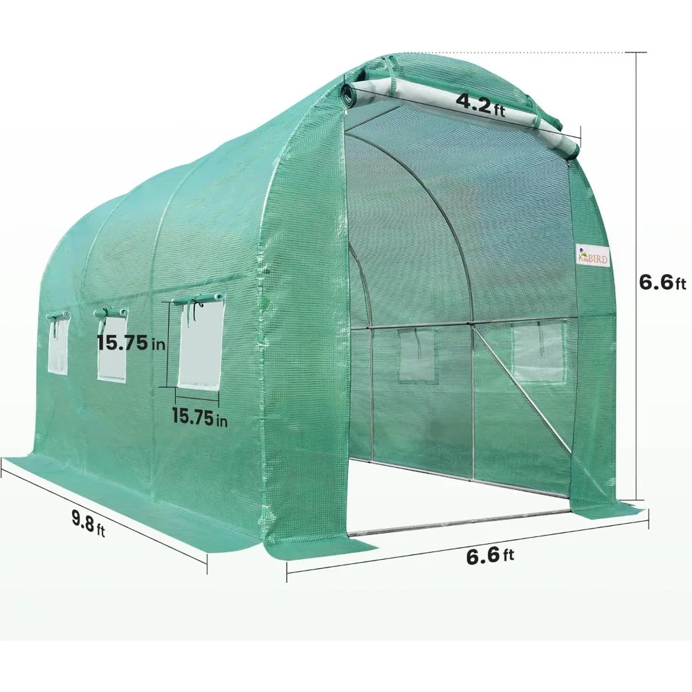 Grande serra walk-in per esterni in acciaio zincato resistente, 10x6,6x6,6FT, porta in rete, finestra dello schermo, qualità premium