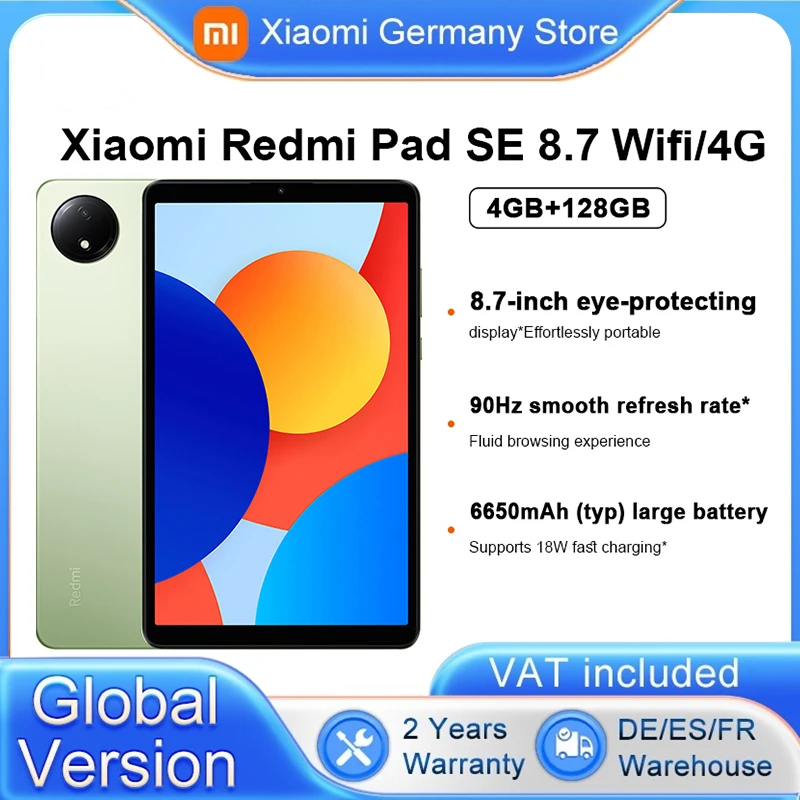 Xiaomi Redmi Pad SE 8.7 Global Version Tablets MTk Helio G85128GB Wi-Fi/4G 8.7 