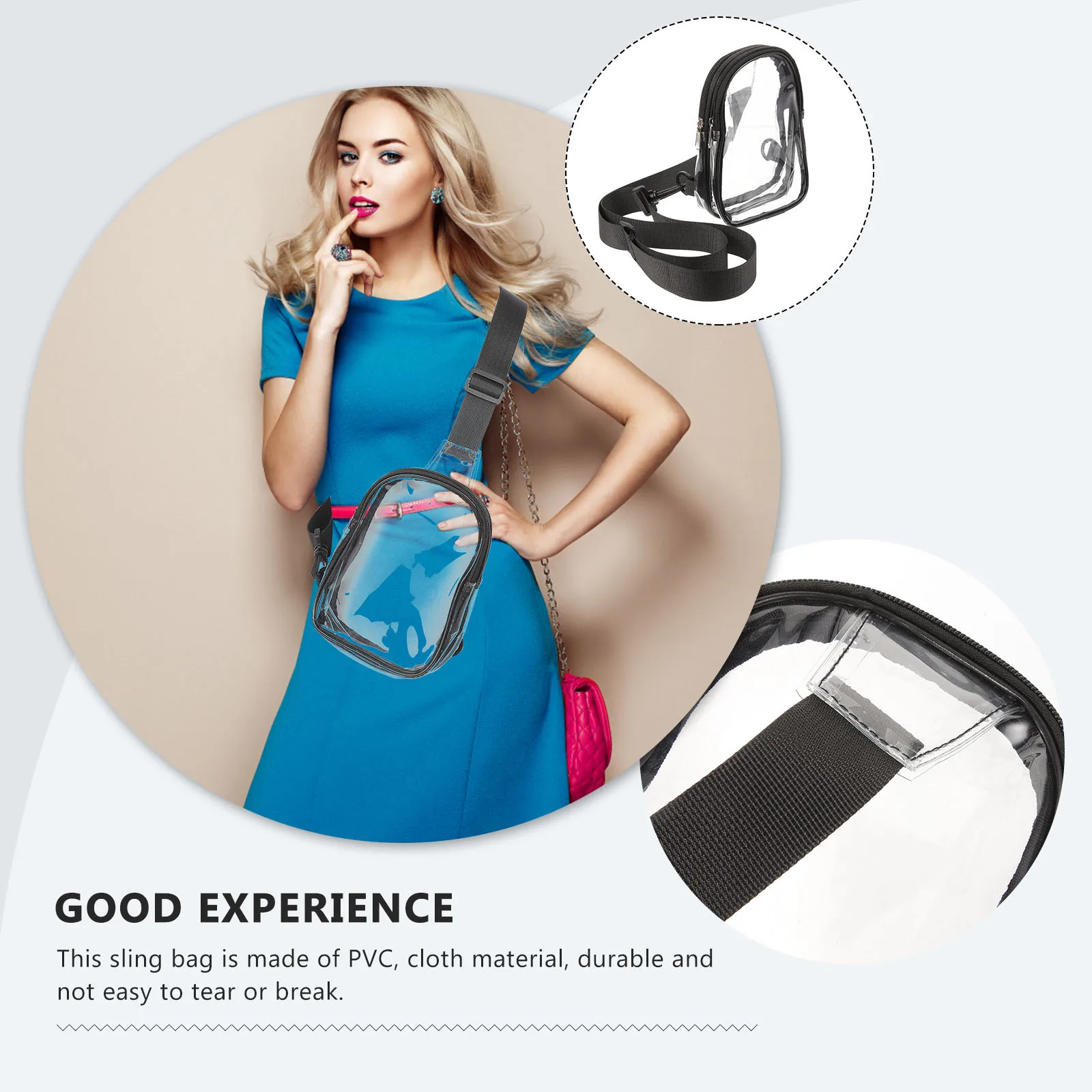 

Clear Sling Bag Portable Running Phone Storage Travel Sports Adjustable Belt Fashion Versatile Clear Bag Transparent Sling Pack