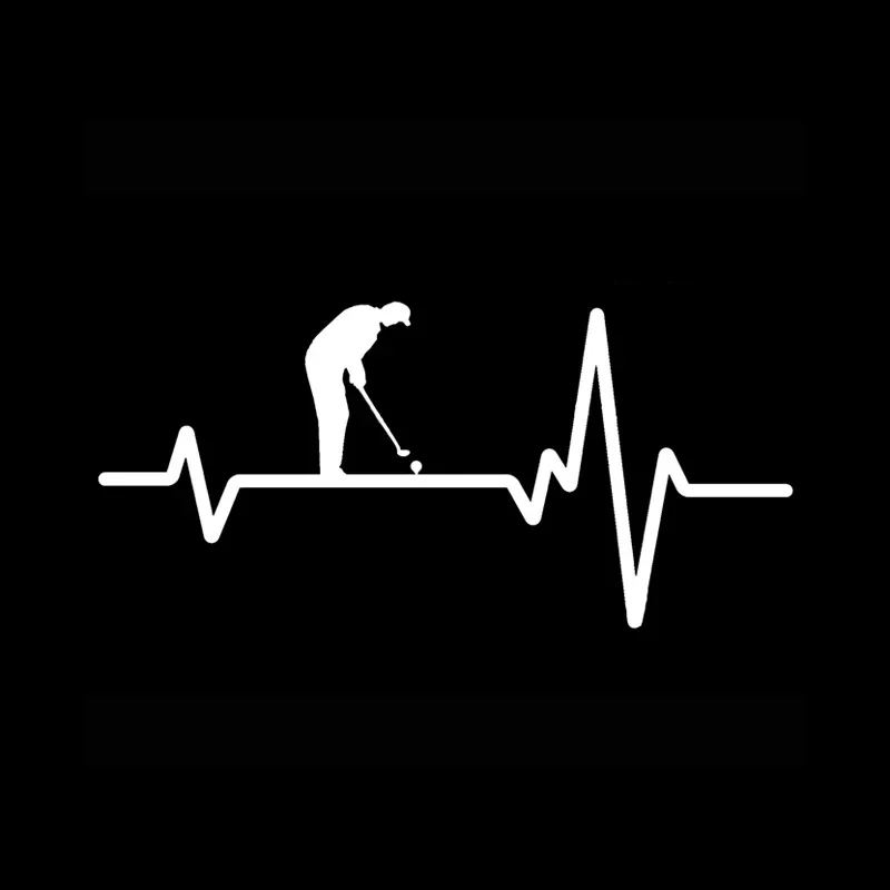 Mysterious ECG Golf Sports Sticker High Quality Car Window Decoration Personality PVC Waterproof Decal Black/White, 17cm*8cm