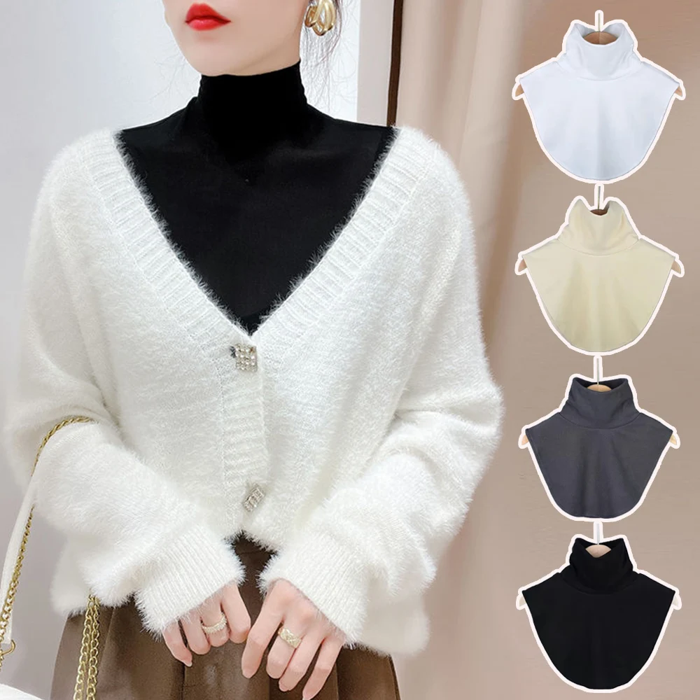 Turtleneck Autumn Winter False Blouse Warm Women Fake Top Solid Colored Fake Collar Detachable Soft Scarf Wrap All Match