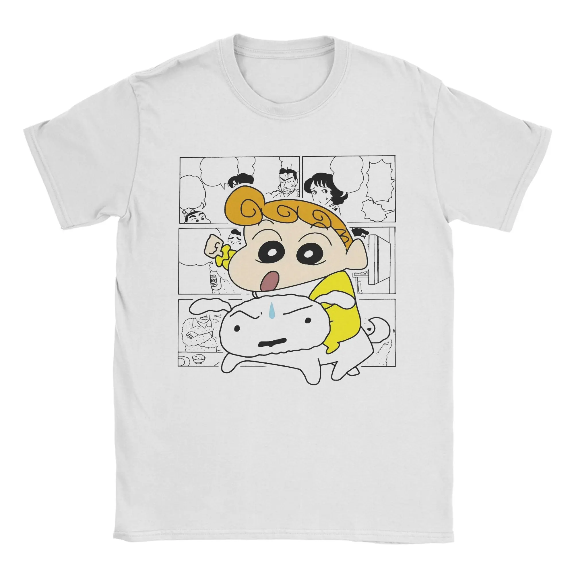 Retro C-Crayon S-Shin-chans T-Shirt Unisex Round Neck Short Sleeve Clothes Shiro Hima‑chan  Cotton Summer Tops Shirts