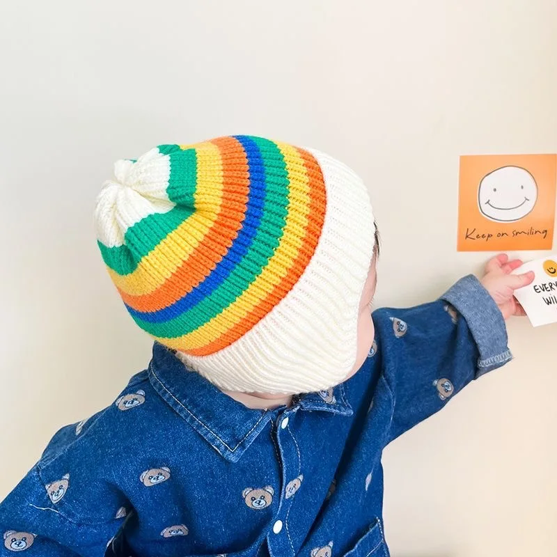 0-1 Years Old(0-12 Month) Baby Boys Girls Hats Winter Warm Knitted Beanie Caps with Earflap for Children Kids Outdoor Hats 4