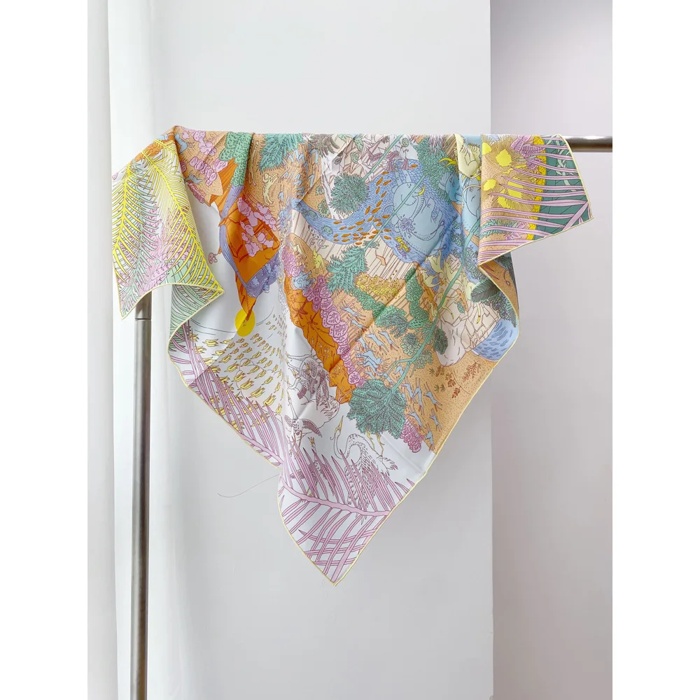 

Double Sided Print Scarf 90CM Women Mulberry Silk Scarfs Luxury Designer Bag Neck Scarves Hand Rollerd Shawl Mother Gift