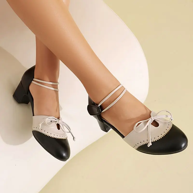 Girseaby Retro Women Sandals Round Toe Hook Loop Butterfly Knot Mixed Color Oversize 41 42 43 Sweet Mary Jane Handmade Summer view 6