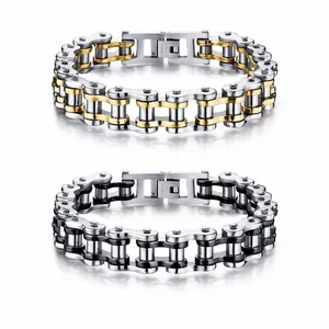 Erkekler için paslanmaz çelik bilezik, zincir bağlantı motosiklet, bilezikler, stil, bisiklet, bilezikler, punk takı, moda Bisiklet zincirinin ilk 10 satışı ve kırmızı no. 3