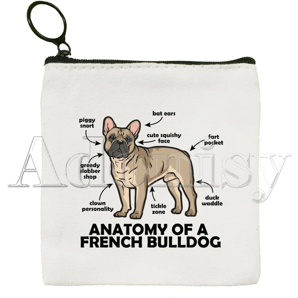 French Bulldog Canvas Coin Bag DIY Zipper Coin Key Bag Women Men Coin Purse Small Kid Pouch