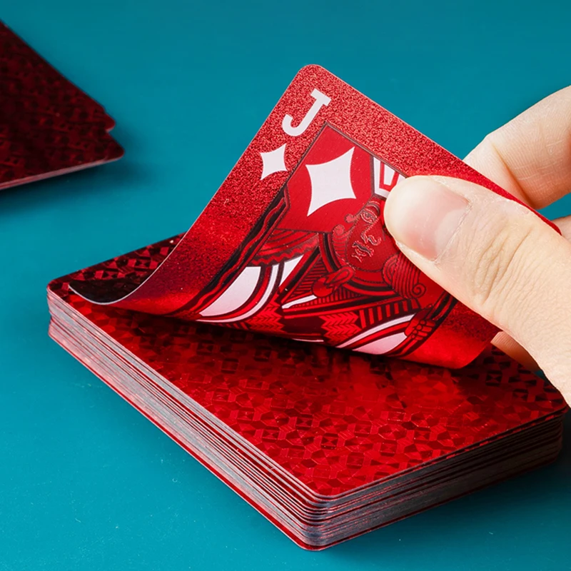 Cartas de jogo de plástico vermelho pvc poker impermeável lavável parker rústico ouro ano do dragão criativo cartão engrossado personalizado