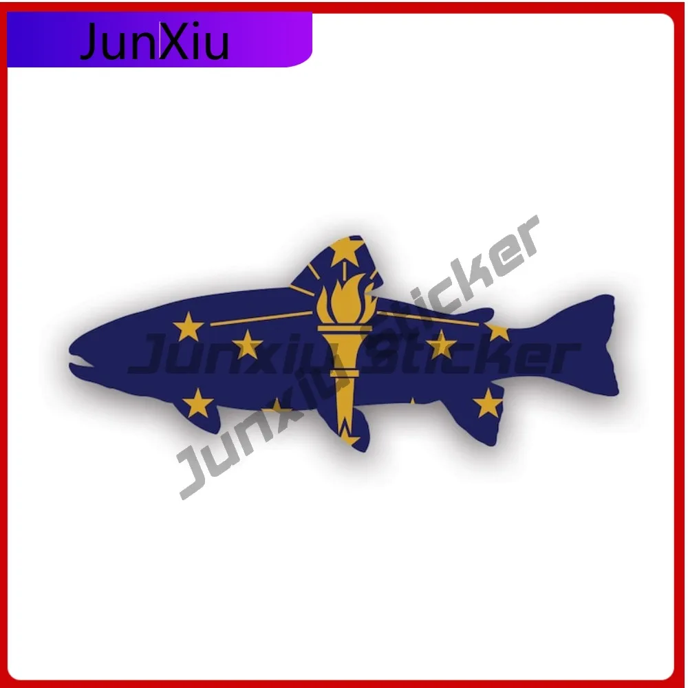 

Indiana State Shaped Trout Sticker Creative Decals In Fly Fishing Fish Fishers Freshwater Angler Salmonidae Fishing Angler Car