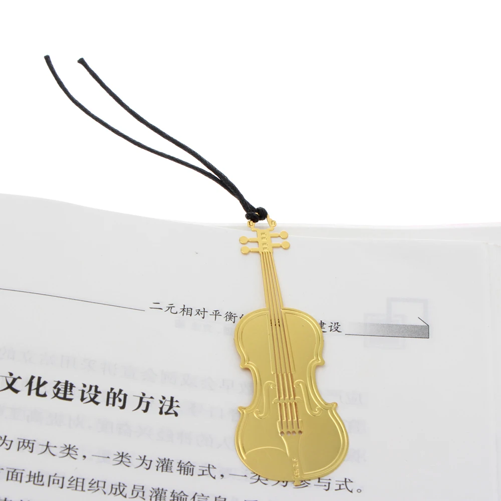 2pc/Set Beautiful Instrument With Lanyard Notebook Metal Bookmark Creative Fixed Piano Guitar Organ Harp Violin Trumpet 2024