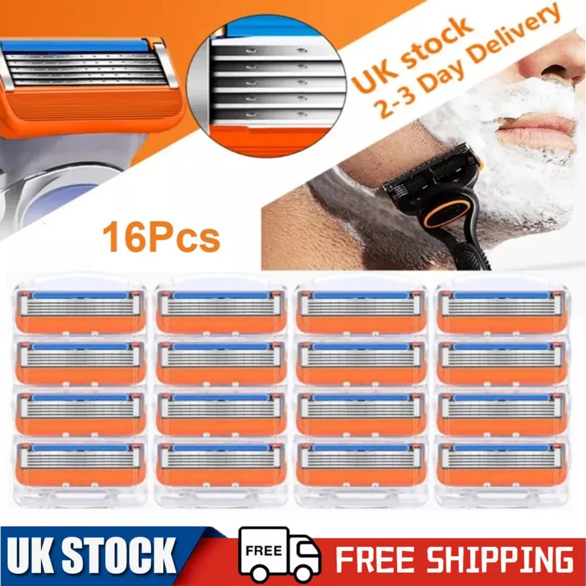 16PCS Shaving Razor Blades Refills Compatible for Gillette Fusion 5 Proglide UK