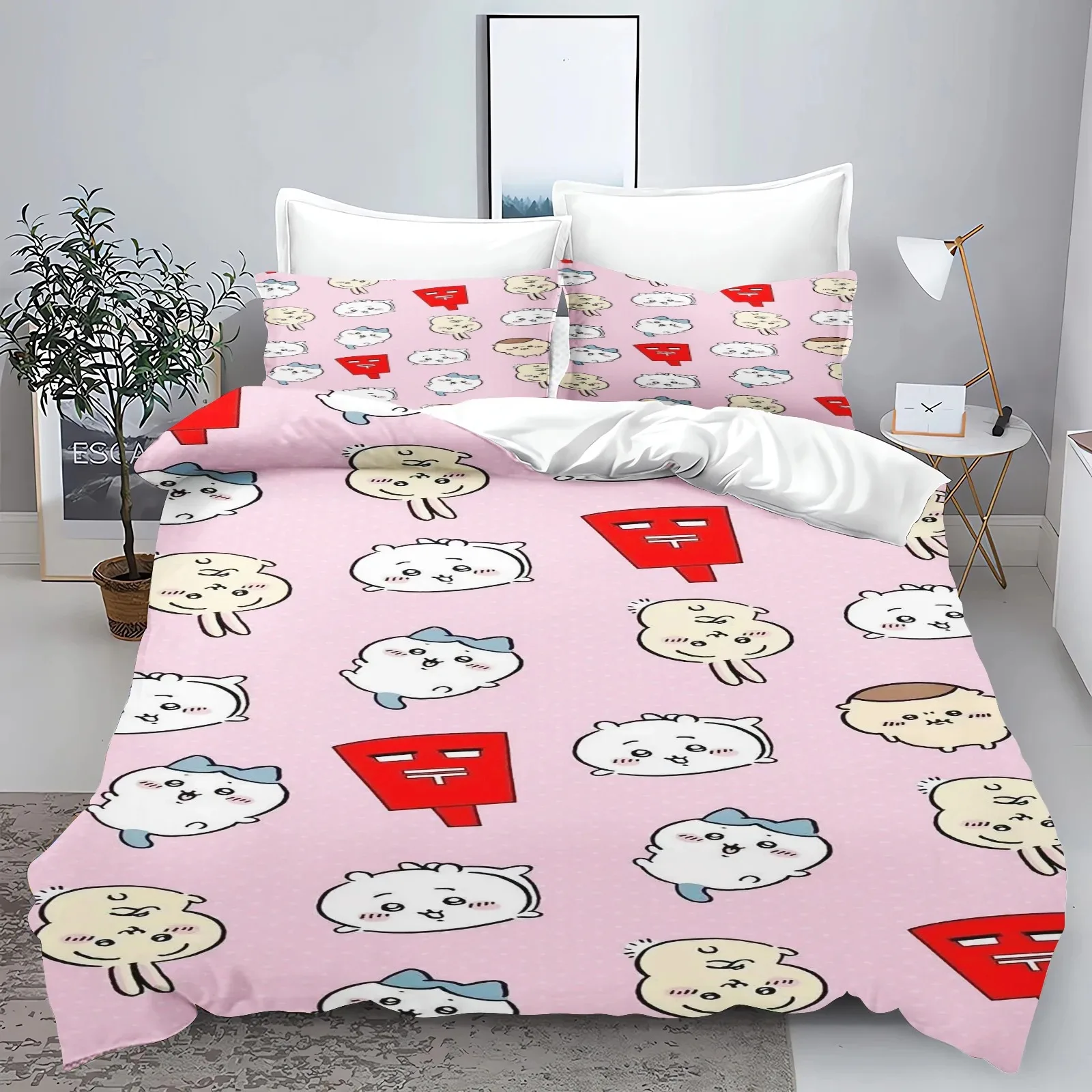 

Disney Chiikawa Bed Covers Bedding Set,Modern Printed 2/3 Piece Set Queen Comforter Sets Usagi Bed Linen