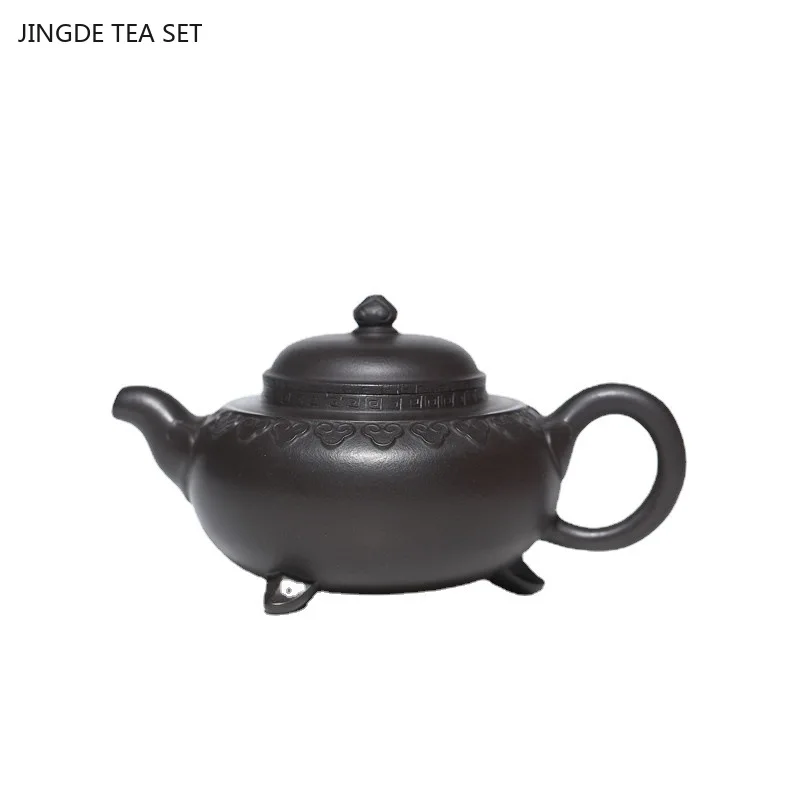 

1PCS 250ML Yixing Purple Clay Teapot Modern Creative Raw Mineral Black Gold Sand Master Handmade Teapot Kung Fu Tea Set