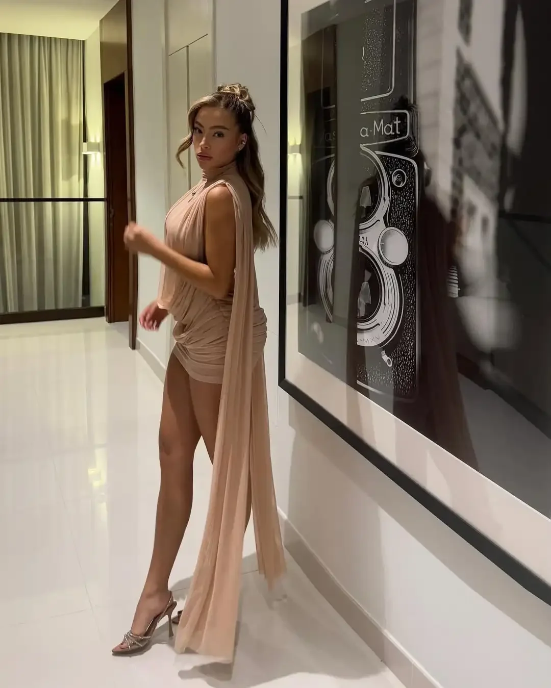 سيدة شبكة المرقعة فستان قصير امرأة سوينغ طوق أكمام طويلة الشريط مطوي فساتين جديدة عطلة مساء حفلة فساتين جديد #5