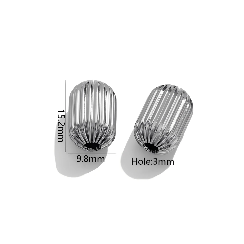 5 STKS Rvs 18 K Goud Grote Geribbelde Ovale Teardrop Vormen Losse Kralen voor DIY Armband Ketting Sieraden Maken Groothandel