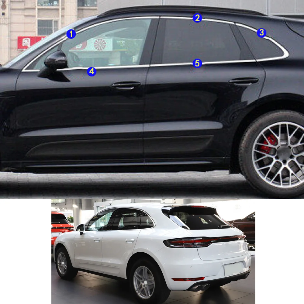 For PORSCHE Macan 2014 2015 2016 2017 2018 2019 2020 2021 Car Sticker Garnish Pillar Window Middle Strip Trim Frame Hoods