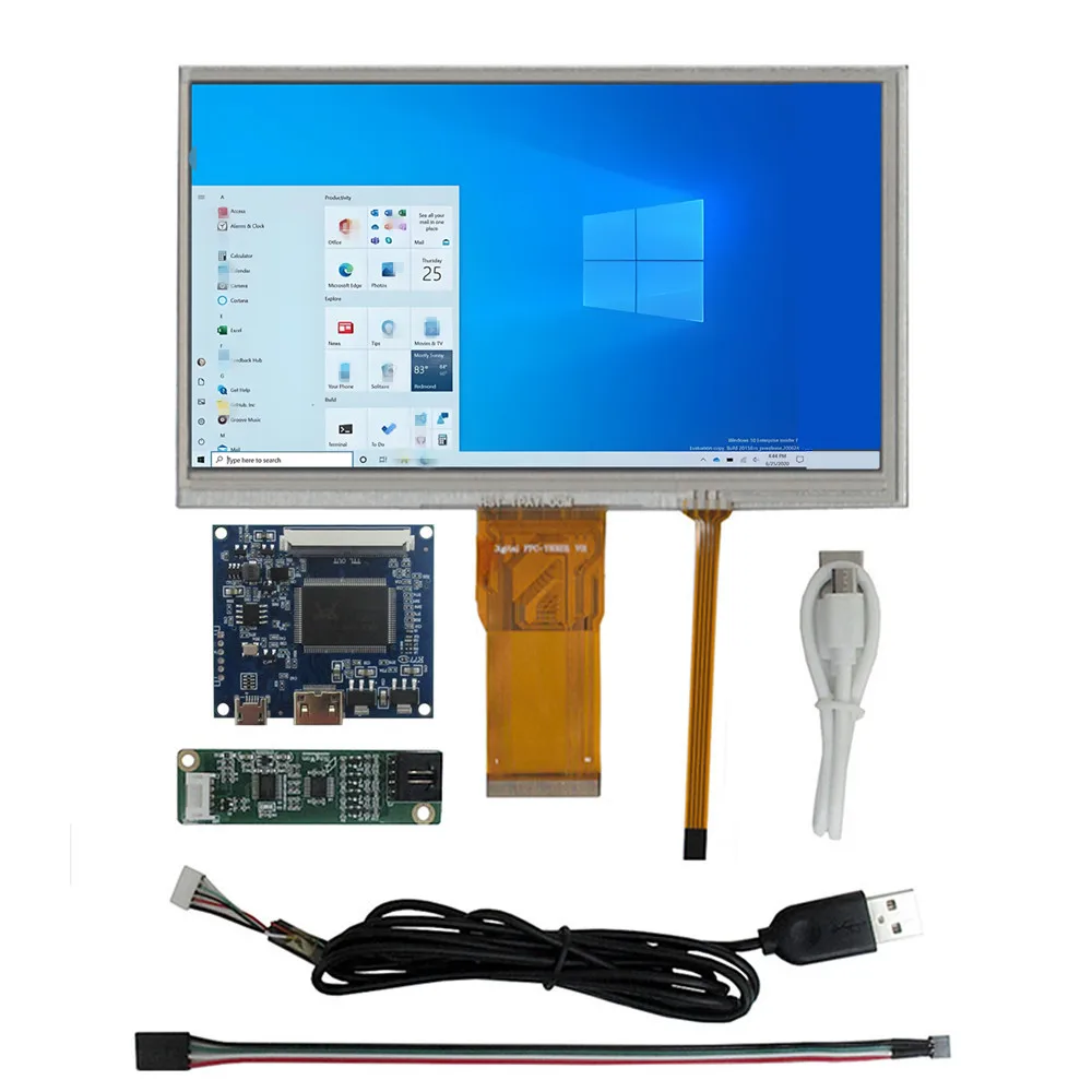 Layar 7 Inci 1024*600 Layar LCD Digitizer Layar Sentuh Papan Kontrol Driver Komputer Mini PC Raspberry Pi Kompatibel dengan HDMI