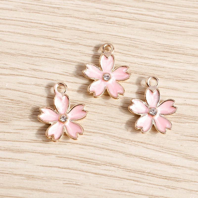 Tusember 20 Stück 14*17mm bunte, niedliche Sakura-Kirschblüten-Anhänger für handgefertigte Ohrhänger, Armbänder, Schmuckherstellung und Bastelarbeiten – Detail 7
