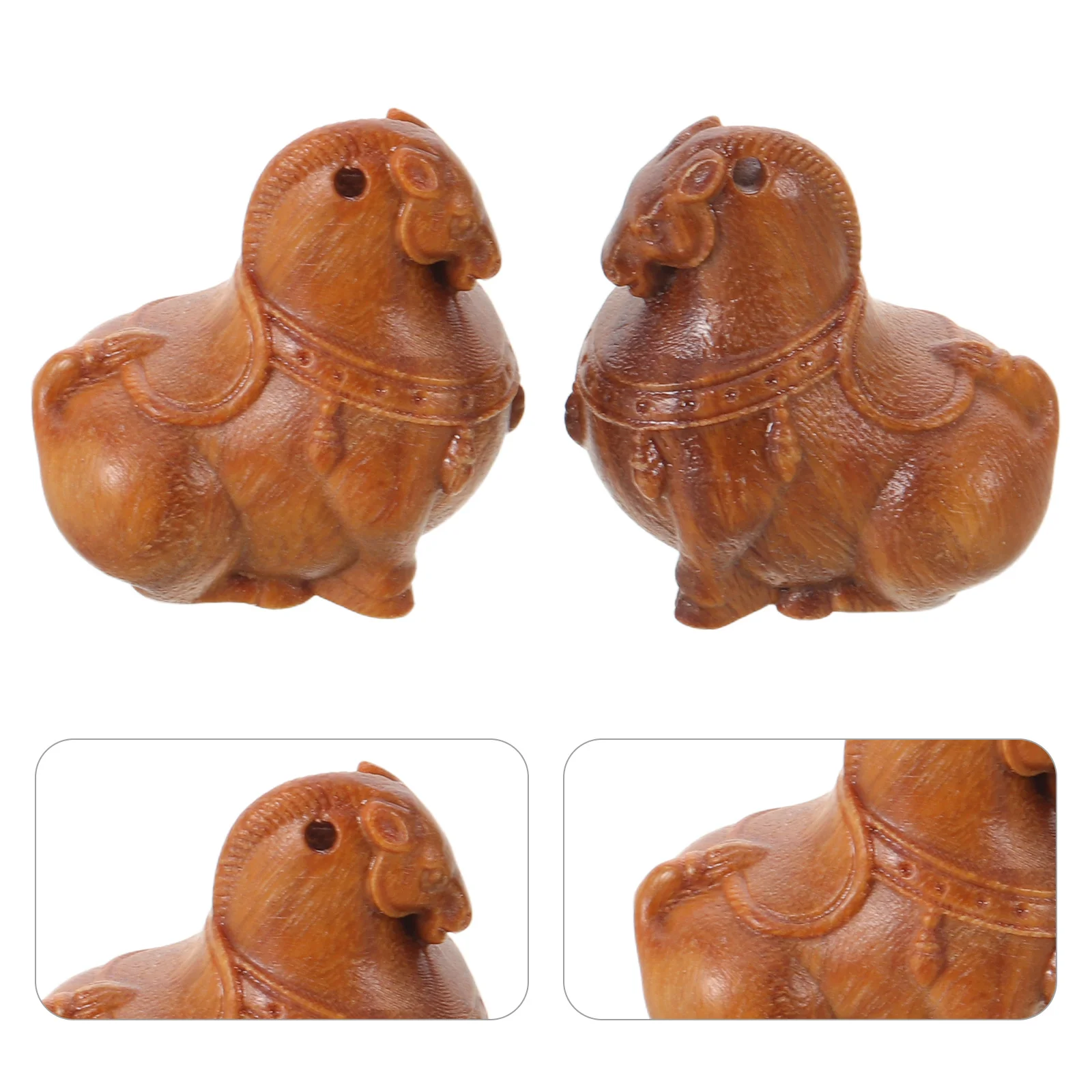 

2pcs Wooden Horse Charms Chinese New Year 2026 Handmade Carved Horse Pendant Vintage Animal Jewelry Making Diy Keychain Charm