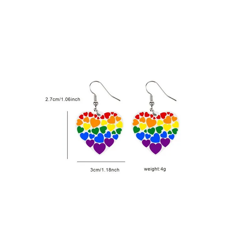 2pcs Fashion Rainbow Maple Leaf Flower Butterfly Dinosaur Chameleon Spaceship Nature Acrylic Rainbow Color Earrings Woman Party image 6