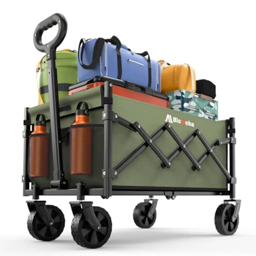 

Foldable Grocery Shopping Cart with Wheels for Garden Camping Sports Green Lightweight Portable 220 lbs Capacity Collapsible Ut