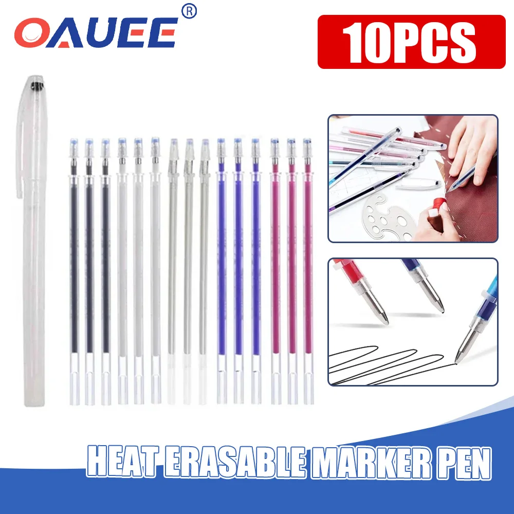 10pcs Heat Erasable Marker Pen High Temperature Disappearing Line Fabric Pen Knitting Markers DIY Craft Sewing Mark Accessories