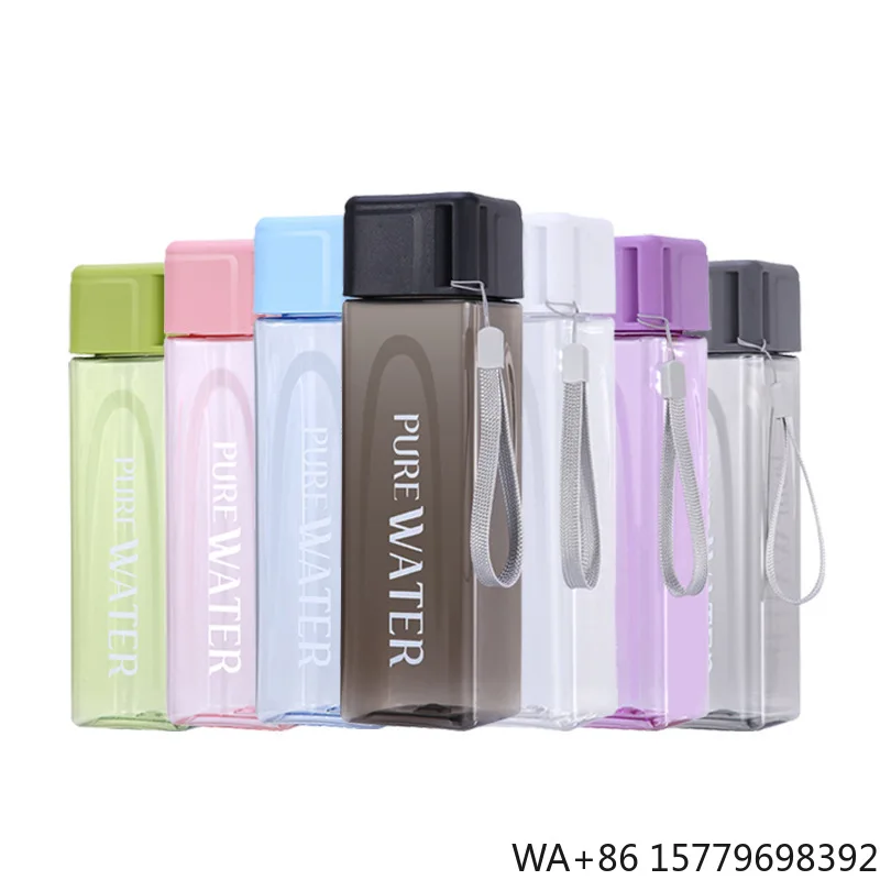 Double Layer Leak Proof Portable Travel Mug Custom Logo Go Anywhere Cup Square Plastic Water Bottle