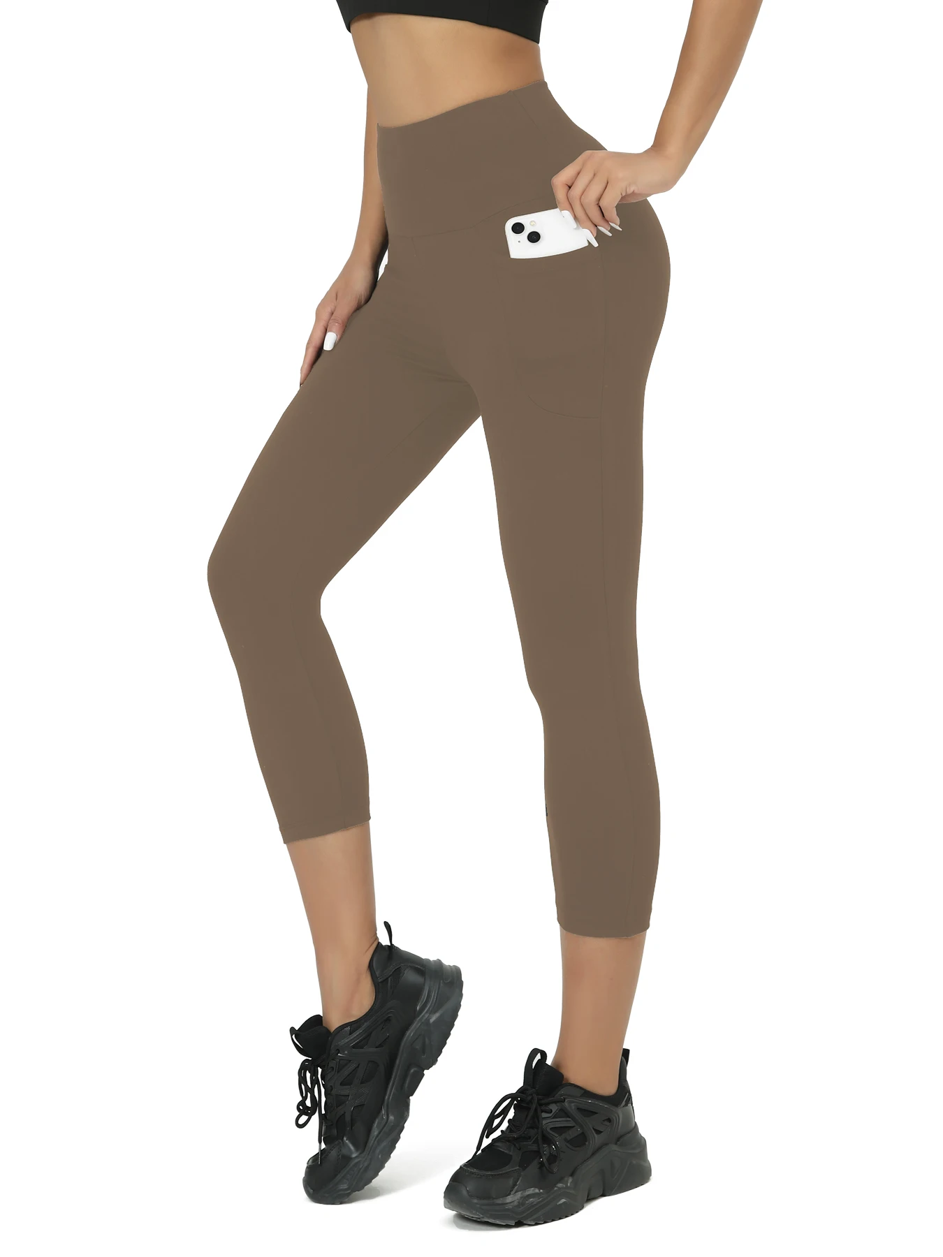 

High Waisted capri pants For Women With Pockets Tummy Control No See Through Workout Running Yoga Athletic Push Up Gym Leggings