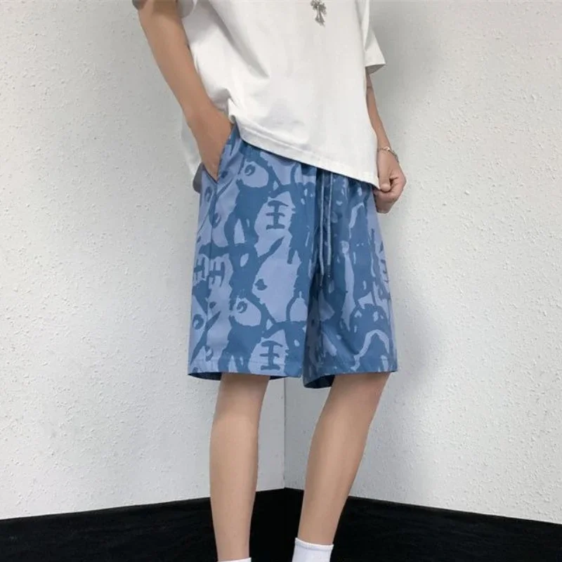 

Свободные мужские короткие брюки на шнурке с карманами, мешковатые шорты для мужчин, пляжная доска, широкая оптовая новинка, ледяная летняя стильная Xxl Y2k