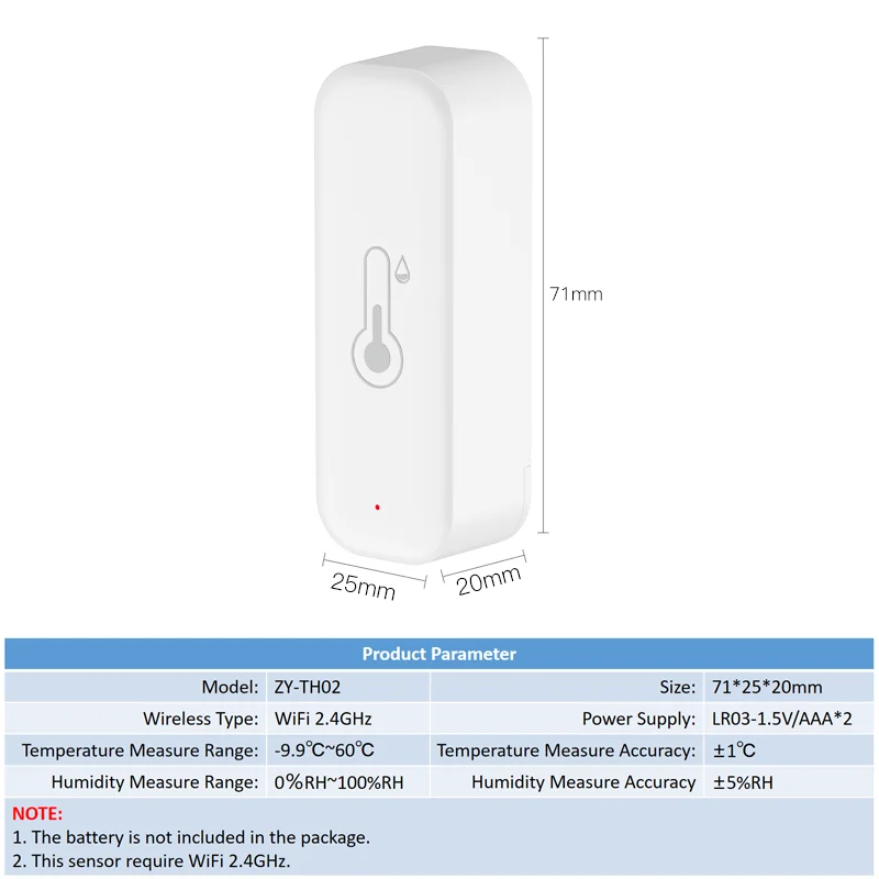 Tuya WiFi Temperature and Humidity Smart Home Thermometer Hygrometer APP Remote Alarm Work with Alexa Google Home