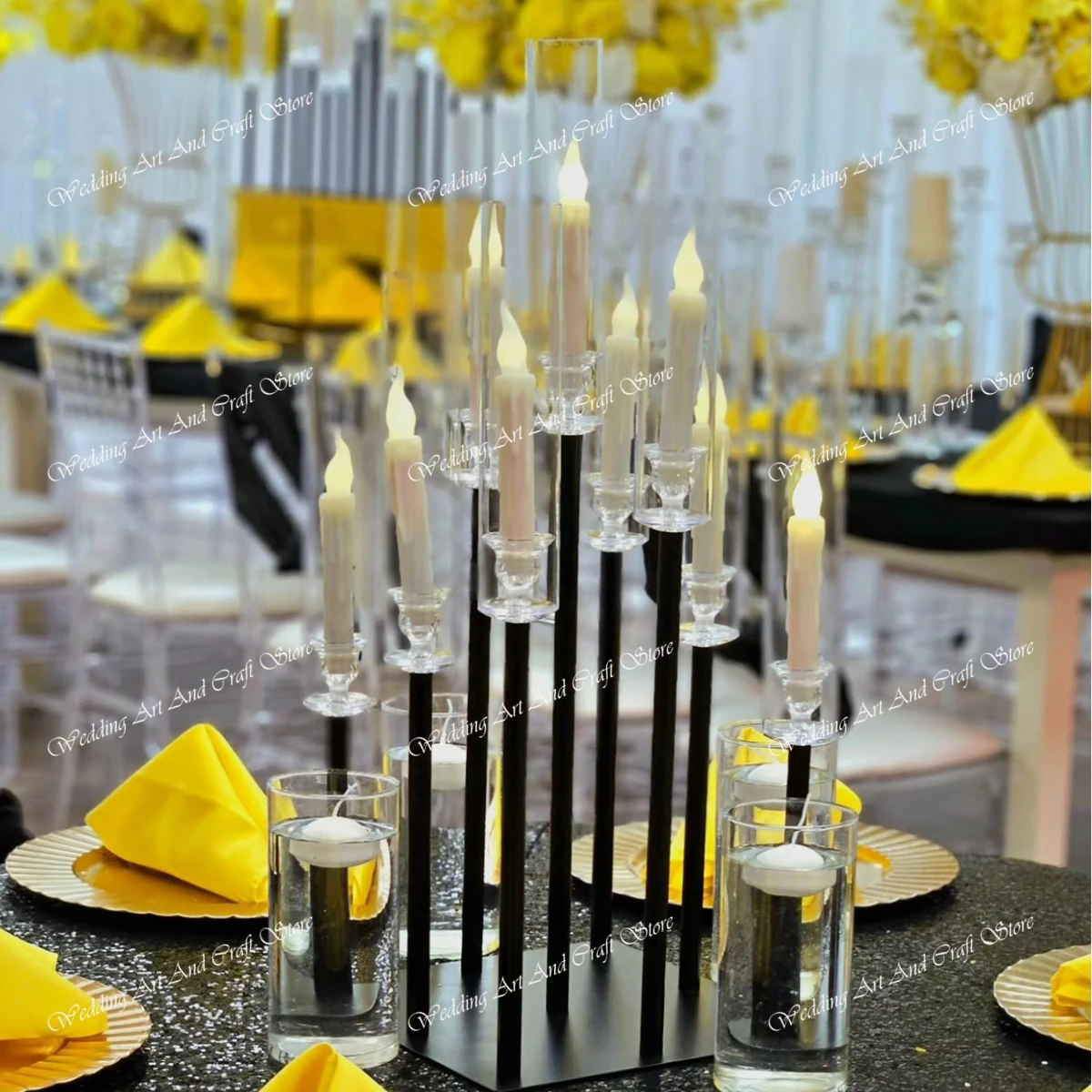 1pcs to 10pcs)white/sliver/Gold Black Crystal Candelabra Events Wedding Acrylic Table Candle Holder Candelabros candle holder