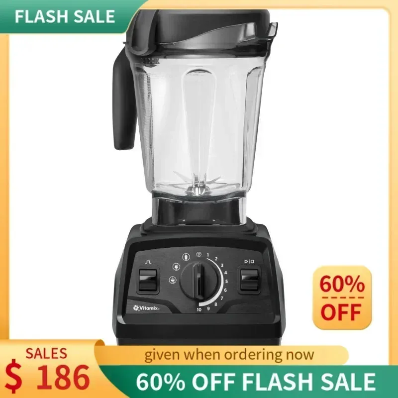 خلاط ECAVitamixS Explorian مع برامج، درجة احترافية، 64 أونصة. حاوية منخفضة المستوى، أسود (متجدد ممتاز)