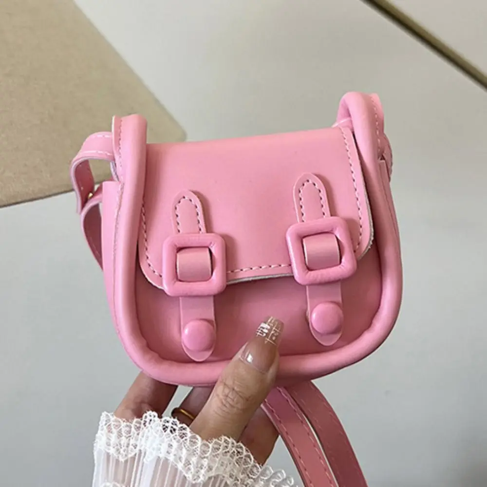 

Casual Elegant Mini Saddle Bag Candy Color French Small Square Bag Retro PU Leather Lipstick Bag Work