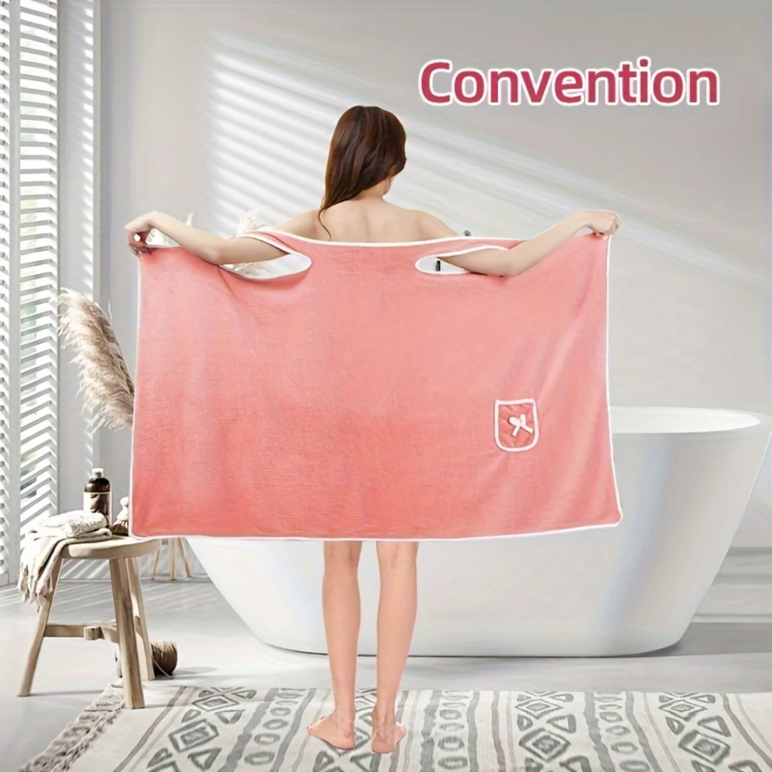 100GSM Velvet Bow Coral Bath Skirt for Adults - Fade Resistant, Quick-Drying, Absorbent, Pockets - Space Theme, Oblong Shape