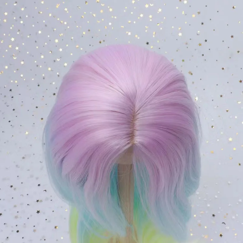 SD Doll Wig BJD Doll Hair Fit For 1/3 1/4 1/6 Doll High Temperature Fiber Rainbow Color Wig Diy  Accessories For Girl Gift