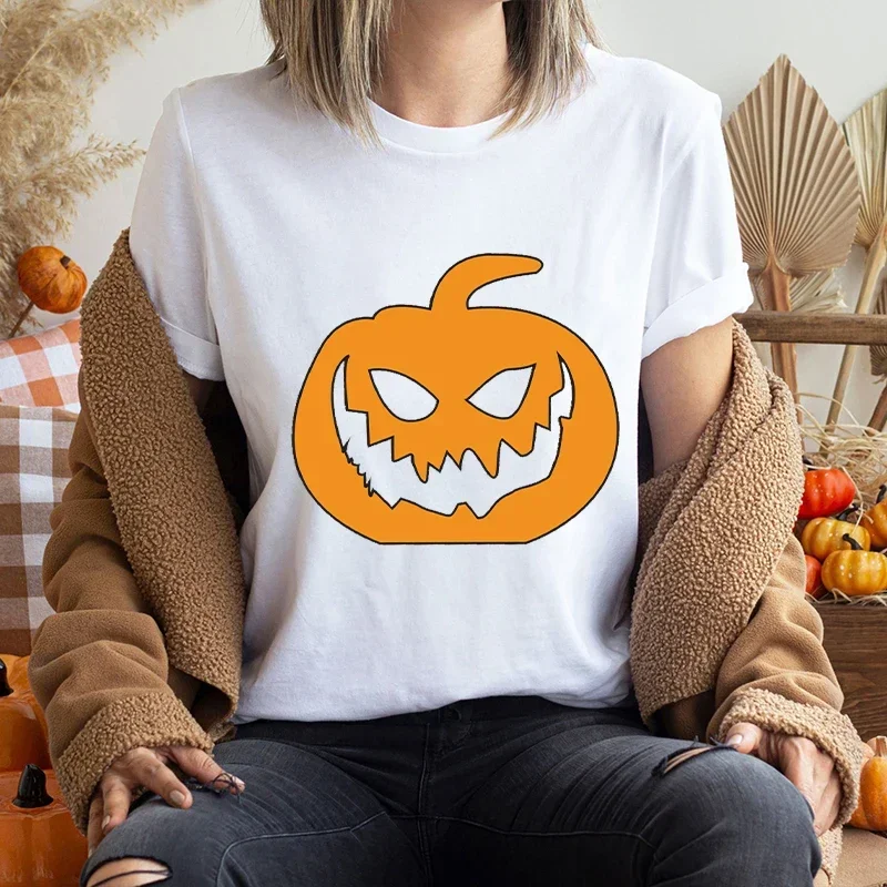 

Funny Halloween Pumpkin Graphic T Shirt Women Summer Tshirt Casual Female Tees for Lady Short Sleeve Y2k Tops Harajuku Clothes