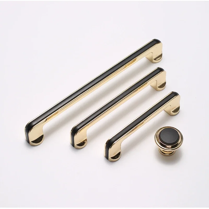 1 Pc Luxury Gold and Black Cabinet Handles Zinc Alloy Mini Knobs Kitchen Cupboard Wardrobe Door Pulls Furniture Handle Hardware