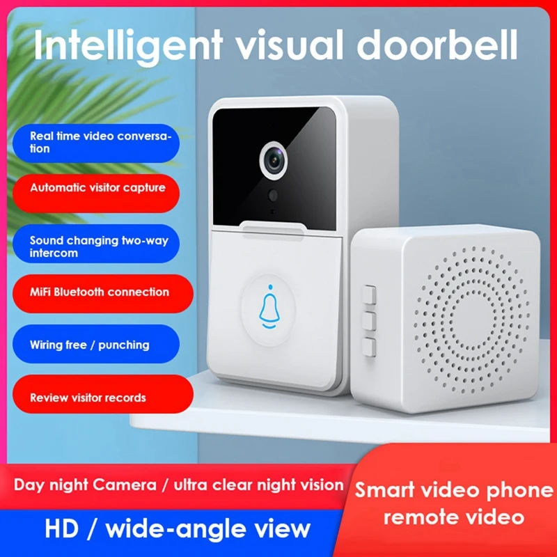 1Set Tuya Wireless Video Doorbell Digital Visual Intercom WIFI 2.4G 5GHZ Camera Electronic 1080P Home Security Camera Waterproof