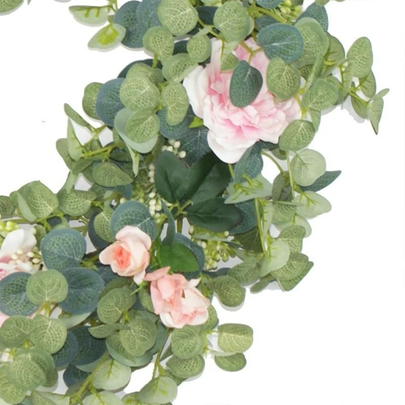 

Роза, эвкалиптовый венок, искусственная гирлянда ручной работы для передней двери, стены, свадьбы, вечеринки, домашний декор