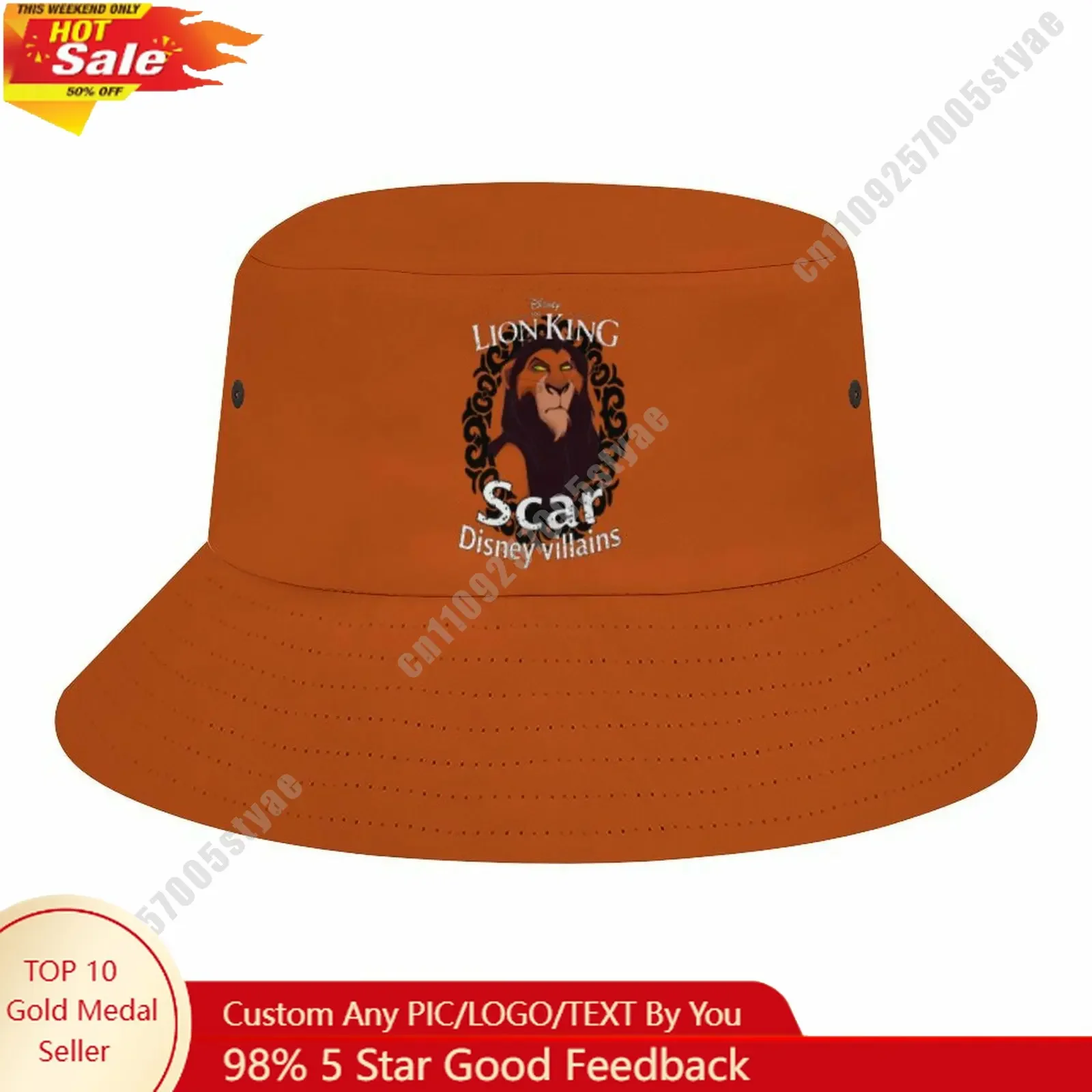 

Scar Bucket Cap Disney Cartoon DIY Custom Your Graphic Design Fisherman Hat Holidays Gift Sun Protection Fashion Hat