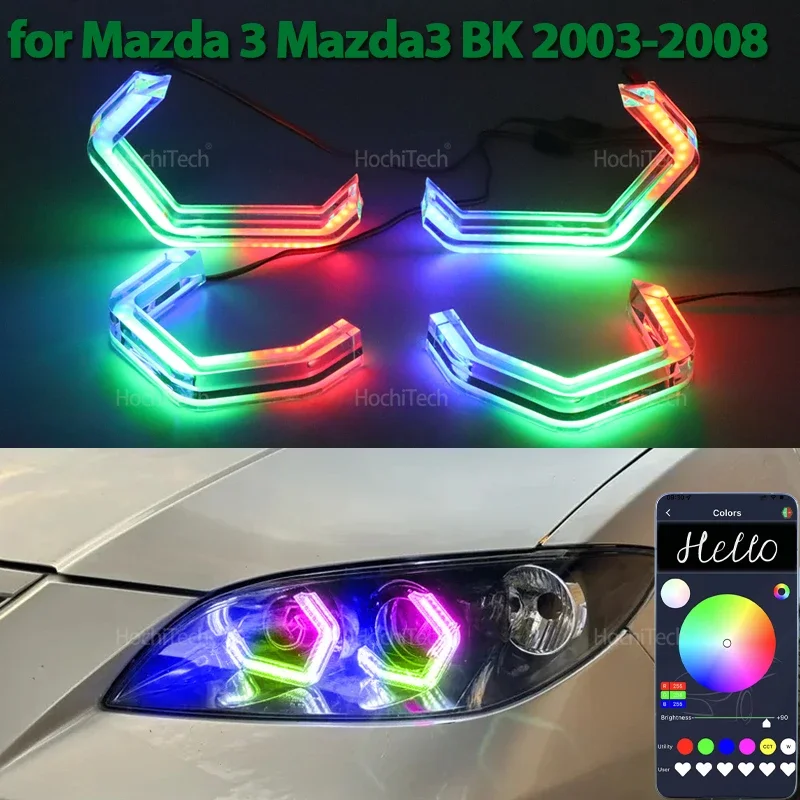 

Sequential App control M4 style LED Angel Eyes Bulb Ring turn signal DRL Lamp for Mazda 3 Mazda3 BK Sedan Hatchback 2003-2008