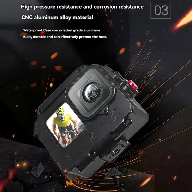 Smart-80M حافظة مقاومة للماء لـ Gopro12/11/10 الألومنيوم تحت الماء الغوص العميق الإسكان واقية مع حامل مرشح 52 مللي متر