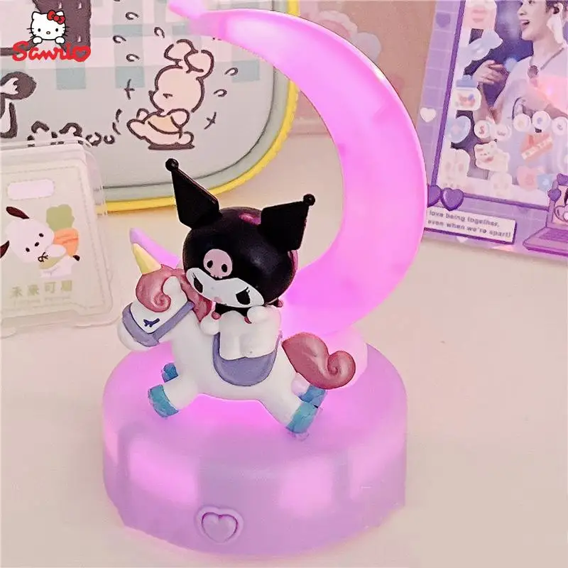 Kawaii sanrio acessórios dos desenhos animados lâmpada de mesa kuromi cinnamoroll mymelody bonito mesa luz da noite brinquedo quarto decoração presente aniversário