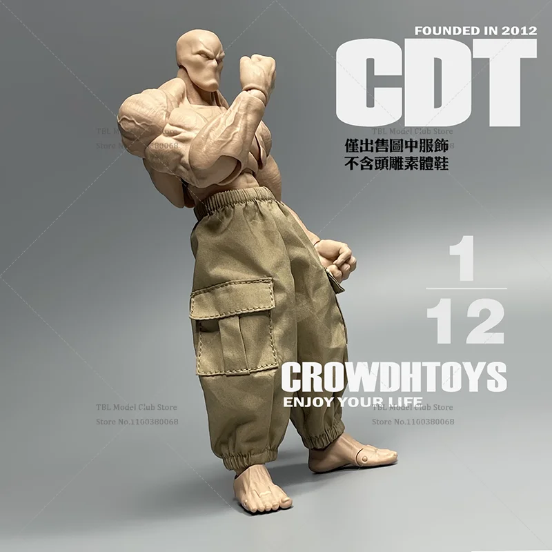 1/12 Scale Male Clothes Khaki/Black Minimal Cargo Pants For 6-inch Action Figure Soldier Romankey Strong Muscular Body Type