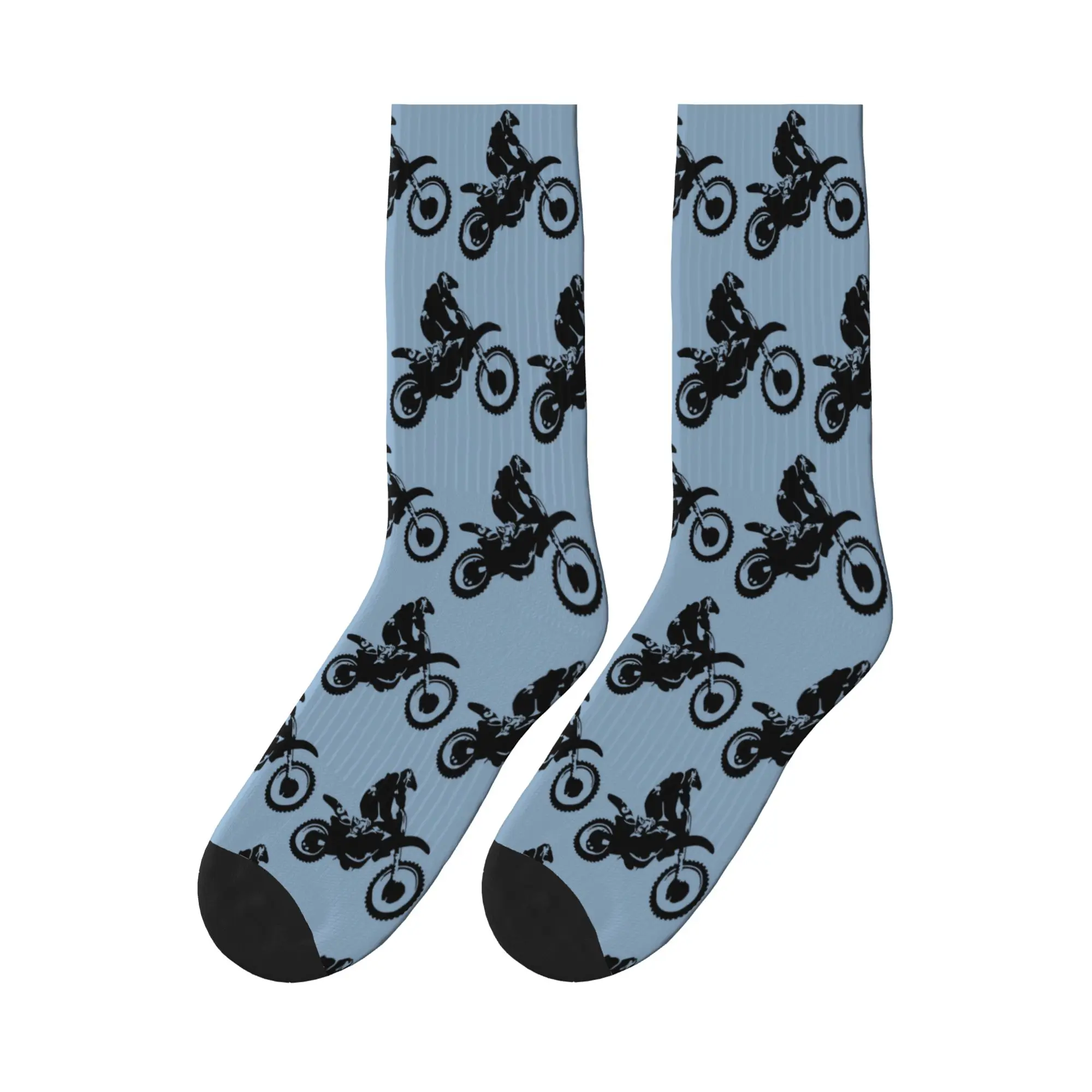

Спортивные носки Moto X Dirt Bike Monotone Vector Art, супермягкие носки, всесезонные длинные носки для унисекс, подарки