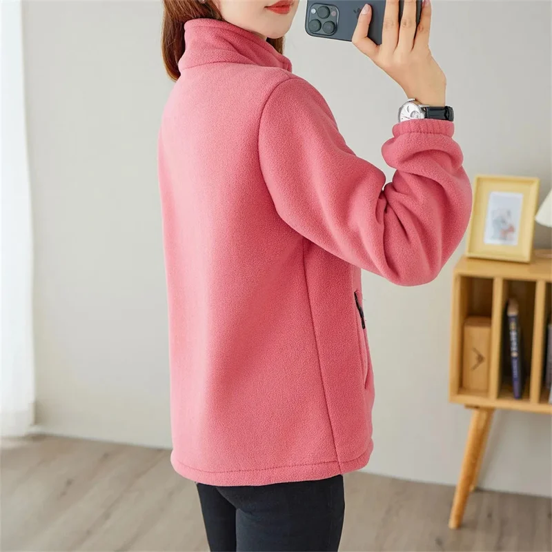 Autumn Winter Female Snowflake Velvet Outwear Women Stand Collar Thickening Cardigan Top Ladies Large Size 5XL Fleece Sweatshirt