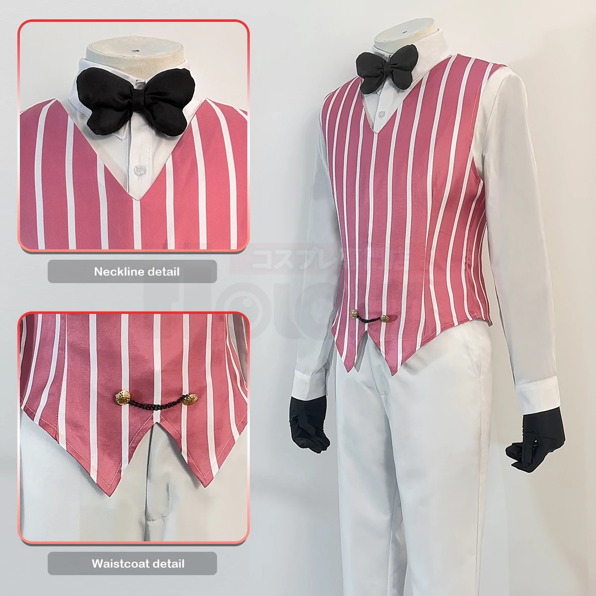 HOLOUN-traje de Cosplay de Lucifer Morningstar, abrigo de cuello alto con peluca, pantalones, chaleco, regalo de Halloween