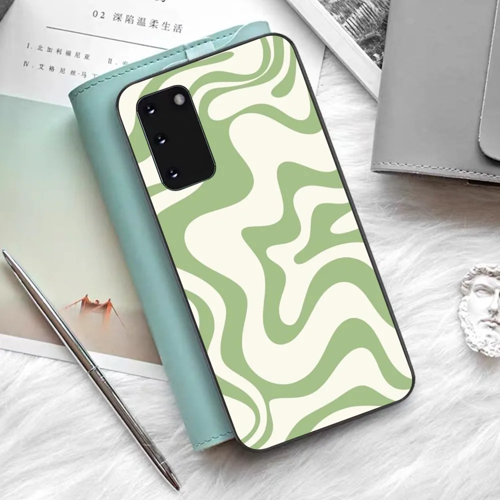 Fashion Green Swirl Aesthetic  Phone Case For Samsung S 9 10 20 21 22 23 30 23 24 plus lite Ultra FE S10lite Fundas