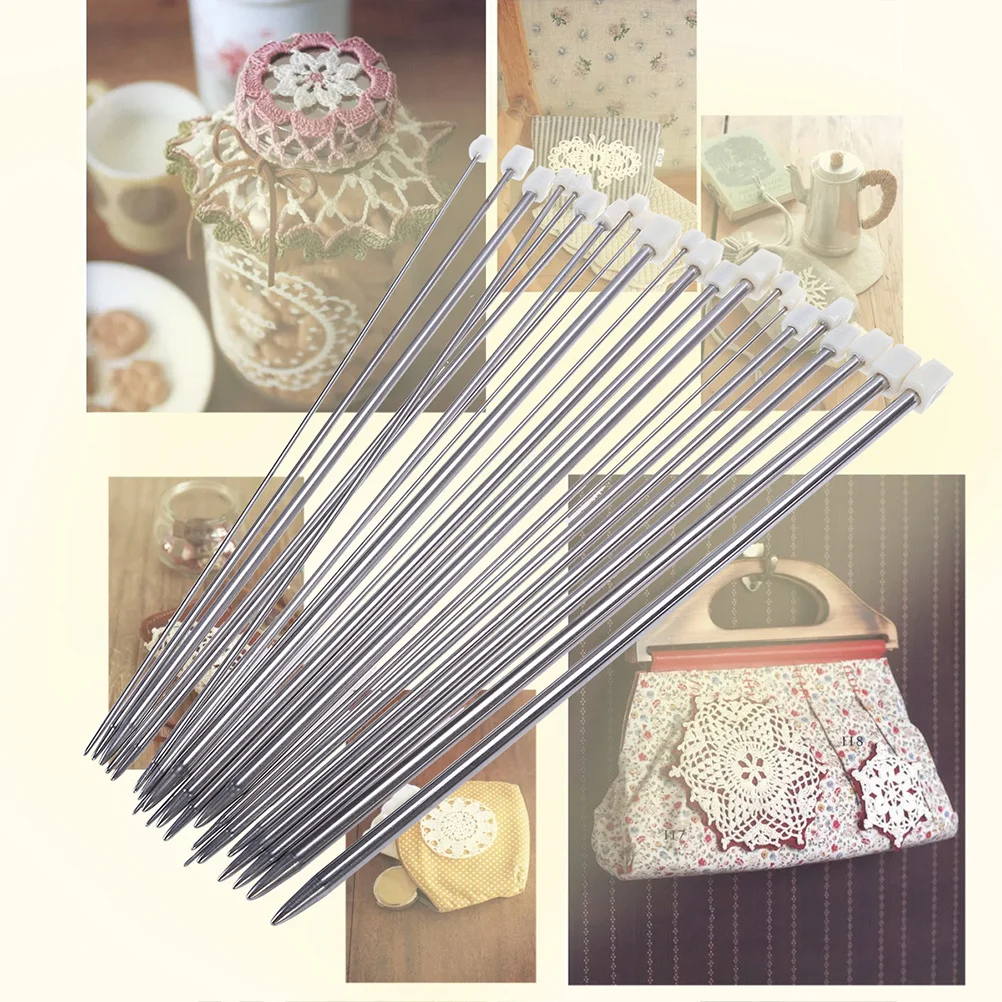 TEHAUX 11 زوجًا من إبر الحياكة المعدنية، خطافات كروشيه تونسية، أدوات النسيج المستقيمة للحرف اليدوية، مجموعة أدوات صنع السجاد